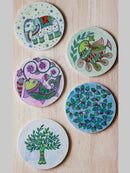 Madhubani Motifs' Hand-painted On Wood Circular Wall Art