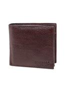 Men Genuine Leather Brown Solid Bi fold Wallet