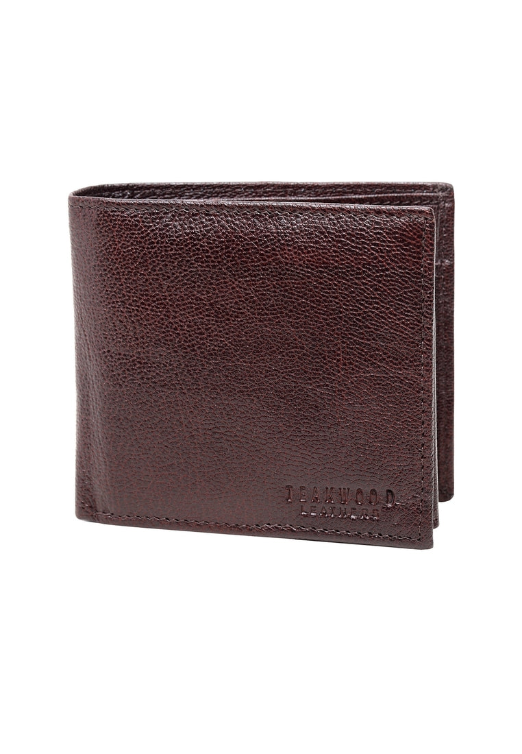 Men Genuine Leather Brown Solid Bi fold Wallet