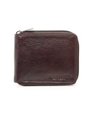 Genuine Leather Men Brown Solid Leather Zip Around Wallet