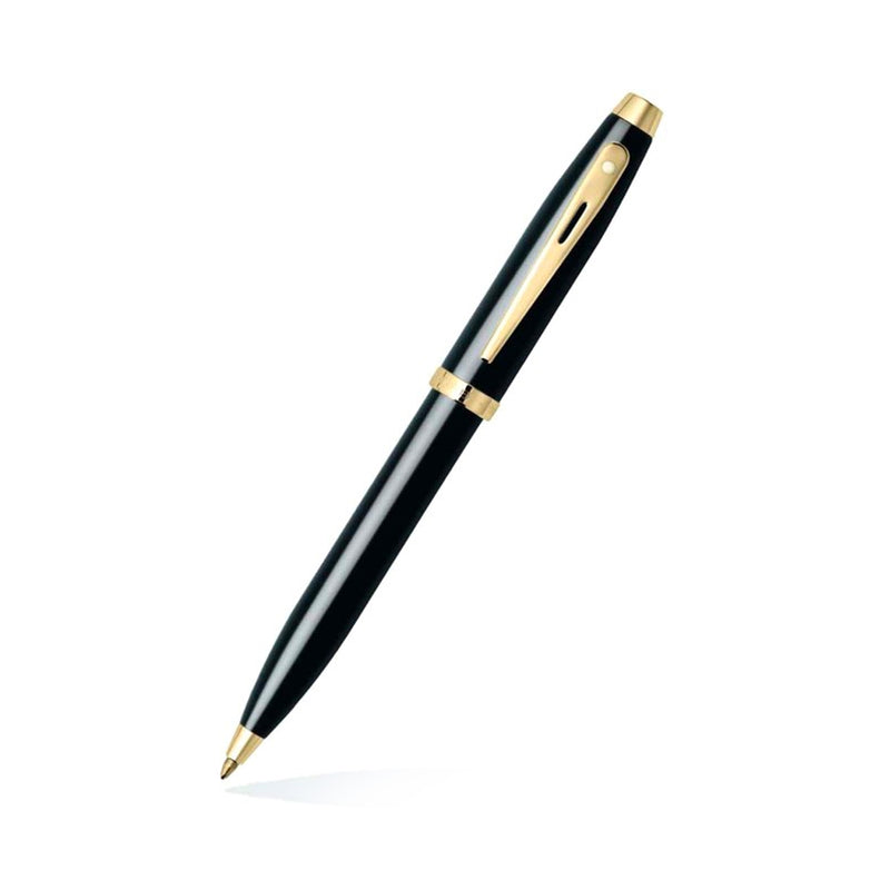 GIFTSET SHEAFFER 100 G9322 GLOSSY BLACK WITH GOLD TONE TRIM BP WITH GOLDWITH TABLE CLOCK