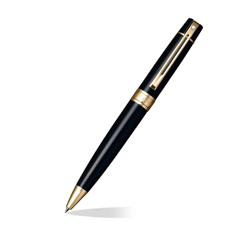 GIFTSET SHEAFFER 300 G9325 GLOSSY BLACK WITH GOLD TONE TRIM BP WITH GOLDWITH TABLE CLOCK