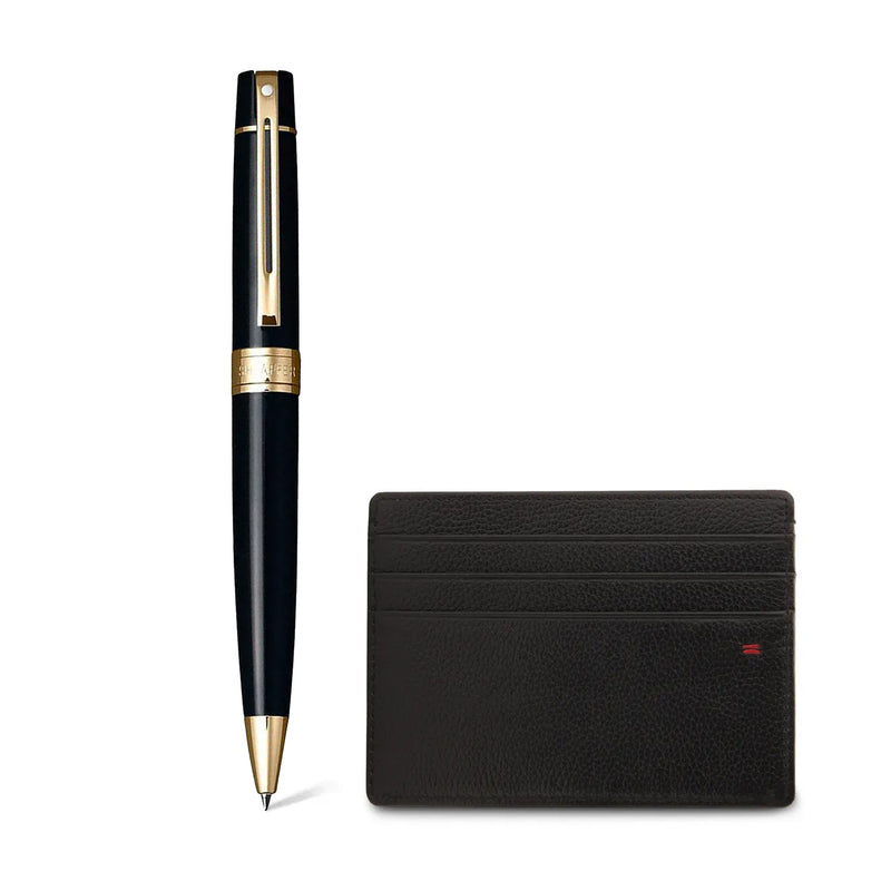 GIFTSET SHEAFFER 300 G9325 GLOSSY BLACK WITH GOLD TONE TRIM BP WITH CCH