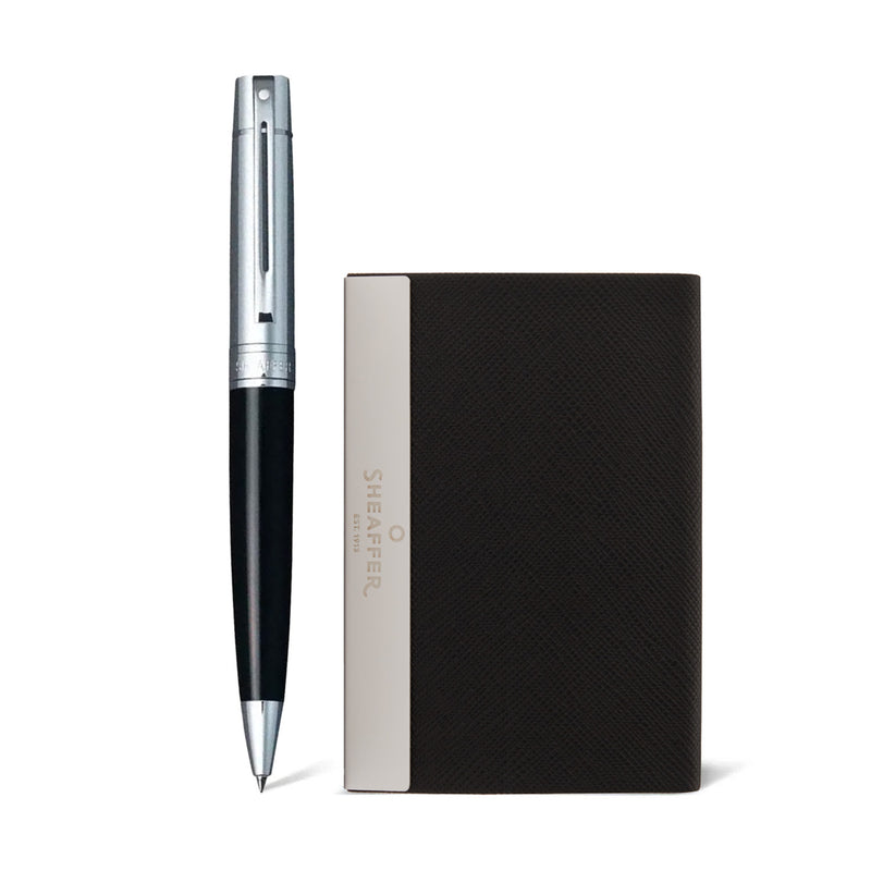 GIFTSET SHEAFFER 300 G9314 GLOSSY BLACK BARREL CHROME CAP WITH CHROME TRIM BP WITH BCH