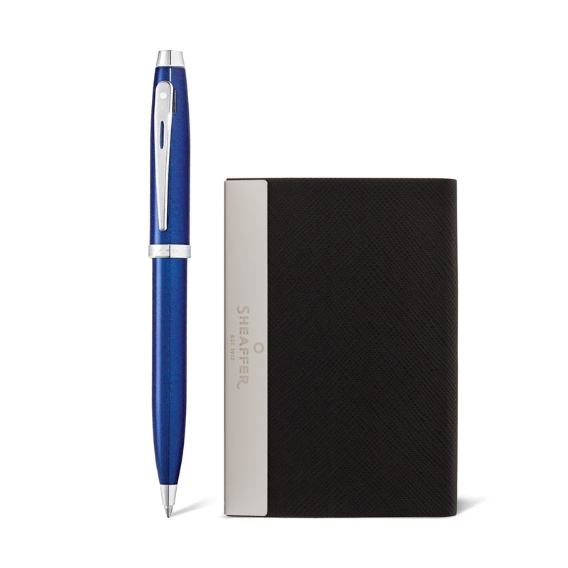 GIFTSET SHEAFFER 100 G9339 GLOSSY BLUE WITH CHROME TRIM BP WITH BCH