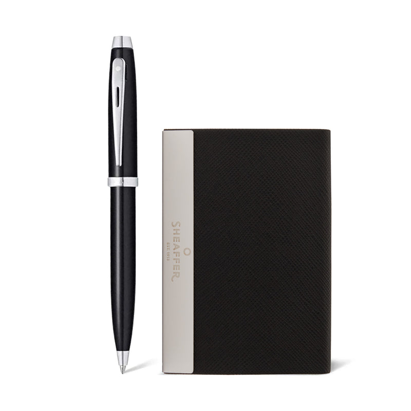 GIFTSET SHEAFFER 100 G9338 GLOSSY BLACK WITH CHROME TRIM BP WITH BCH