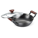 Prestige Nitride Lightweight Cast Iron Kadai 24Cm/2.4L With Glass Lid | Castlite Series | Durable & Easy To Clean | Enamel Coated | Gas & Induction Compatible | 15Y Product Warranty
