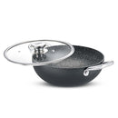 Prestige 3L Durastone Hard Anodised Non-Stick Deep Kadai (24Cm)With Glass Lid|6 Layers Extra Durable Stone Finish|No Harmful Chemicals|Gas & Induction Compatible|Ss Stay Cool Handles