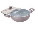 Prestige Ceraglide Duo Deep Kadai 28Cm/4.25L With Lid Non-Stick Ceramic Coating|Works On Gas & Induction|High Heating|Cool Touch Handle|Gre