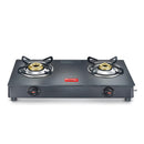 Prestige Magic Plus Toughened Glass-Top 2 Brass Burner Lpg Gas Stove(Gtmp-02) | Black Spill Proof Design | Ergonomic Knob | Tri-Pin Burner