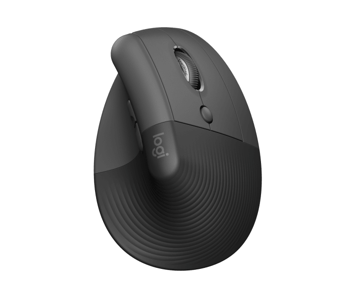 Logitech Lift Vertical Ergonomic Mouse, Wireless, Bluetooth or Logi Bolt USB Receiver, Quiet clicks, 4 Buttons, Compatible with Windows/macOS/iPadOS, Laptop, PC - Graphite