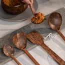 Thenga Coconut Shell Spoons Sets for Cooking | 1 Spatula, 1 Large Spoon, 3 Wooden Ladles (Set of 5)