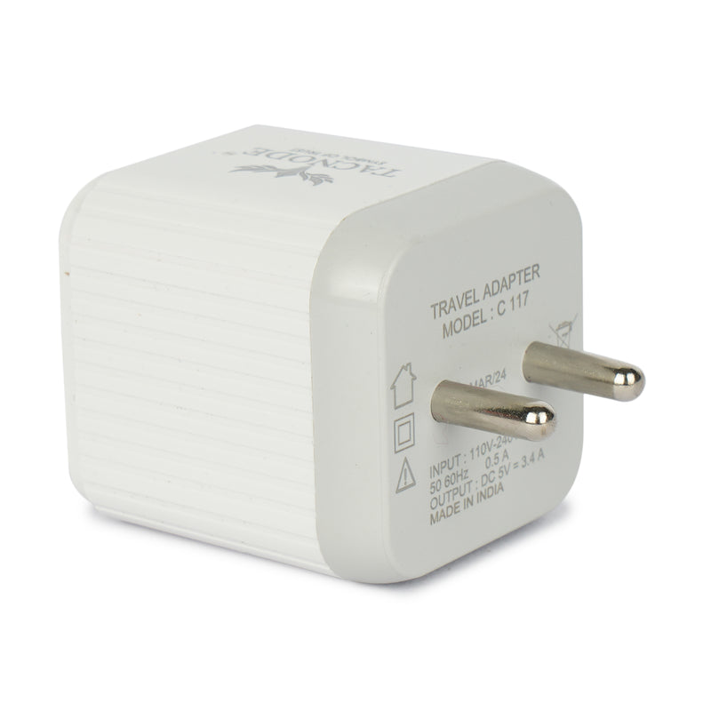 Tacnode Superfast High Quality Dual Usb Home charger 3.4 Amp.