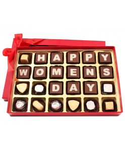 Chic Red Box with 24 chocolates Saying Happy Women's day gift - 240gms