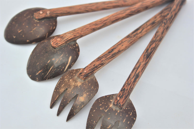 Coconut Shell Spoon & Fork (Set of 2) | Eco Friendly, Natural & Handmade