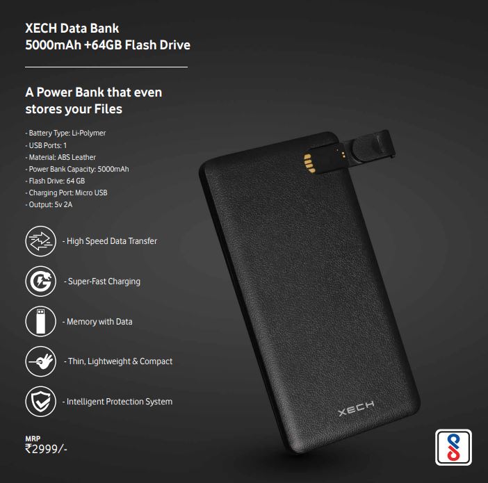 XECH Data Bank  5000mAh +64GB Flash Drive