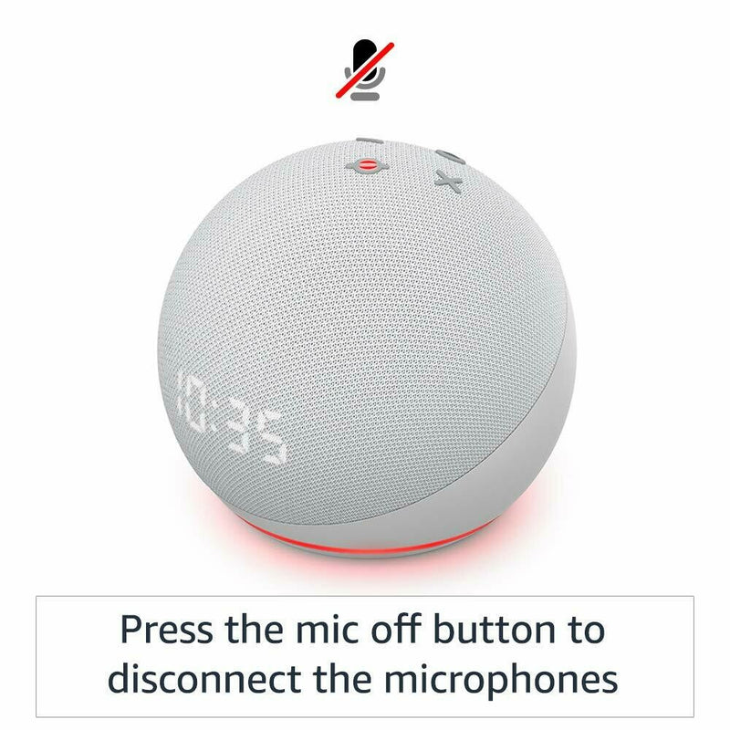 Amazon Echo Dot 4rd Gen With Clock, White