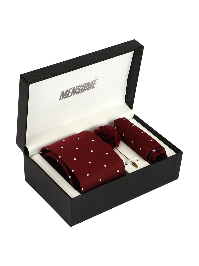 Men's Microfibre Neck Tie Gift Set with Necktie , Pocket Square  and  Lapel Pin in Leatherette Box