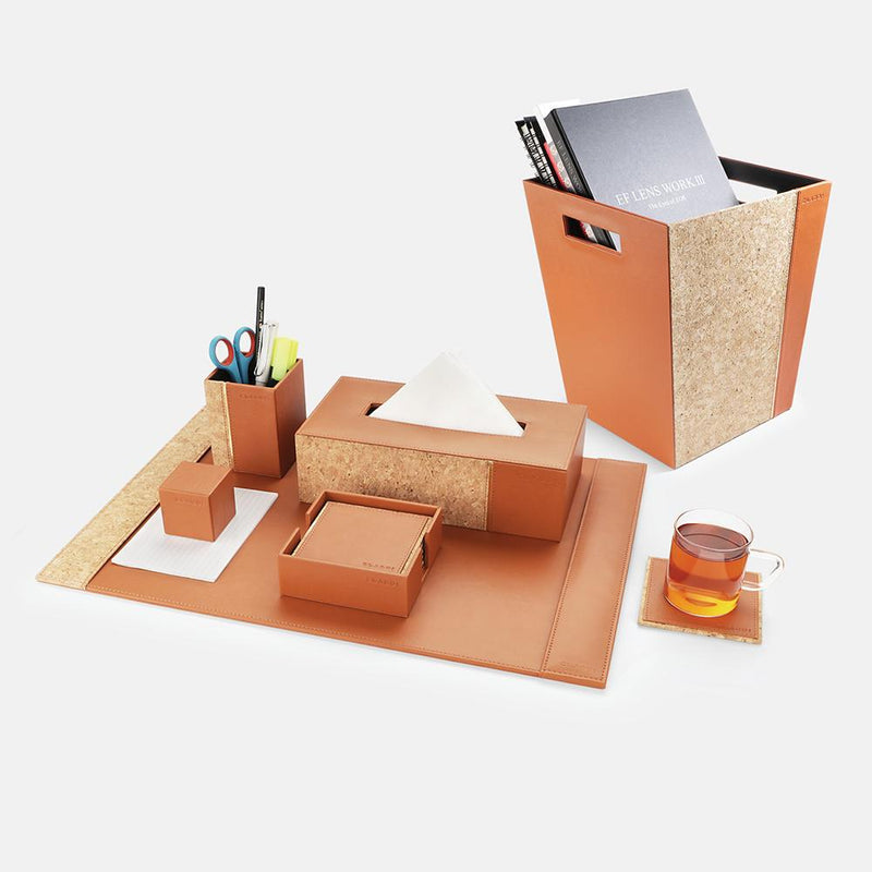 The Leather Craft - Office Desk Organizer with Bin