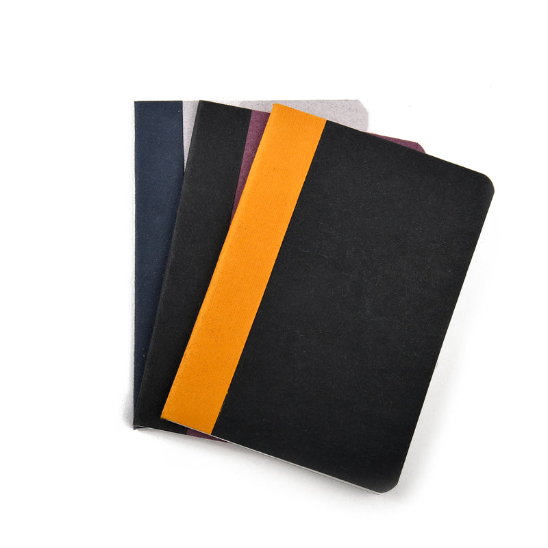 Handmade Notebooks A6 (Pack of 3) – Solid-Coloured Notebooks with Plain, Dots and Grid pages