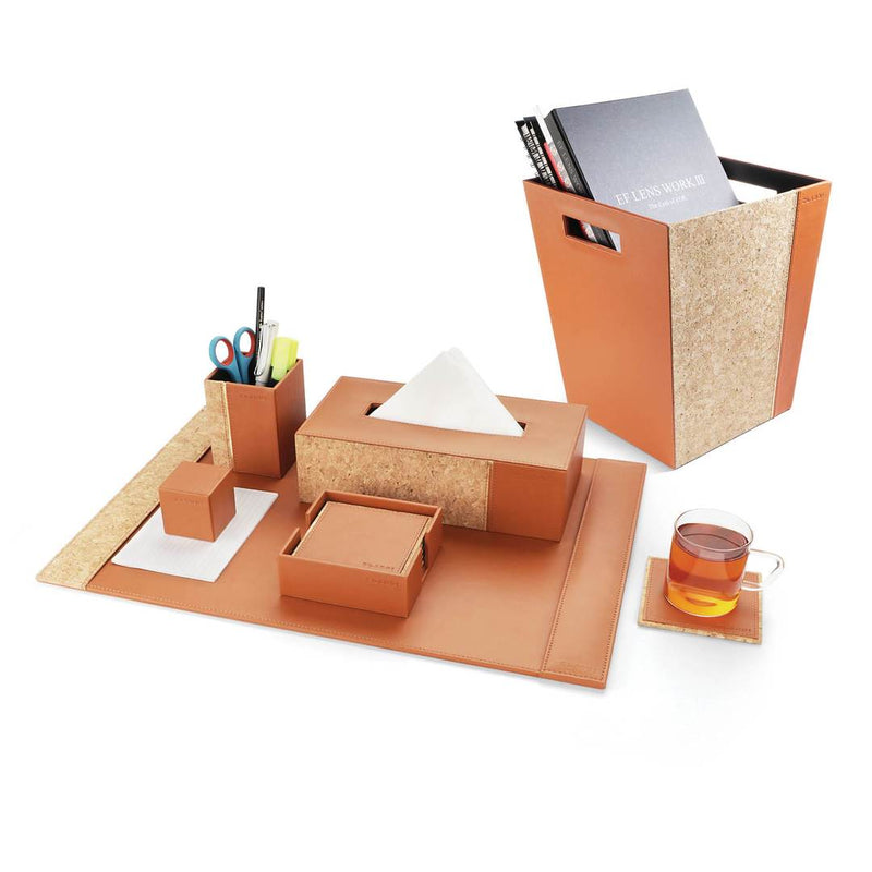 The Leather Craft - Office Desk Organizer with Bin