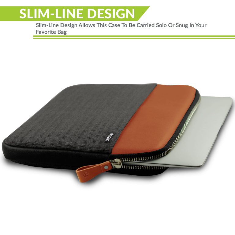 Laptop Sleeve “Trail Folio” with External Document Slip Pocket (Tan Brown) – Macbook