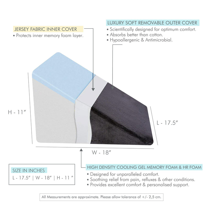 Poseidon - Cooling Gel Memory Foam Wedge Pillow - Medium Size - Soft