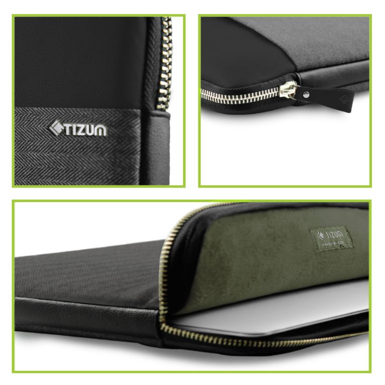 Laptop Sleeve “Trail Folio” with External Document Slip Pocket (Black/ Grey)