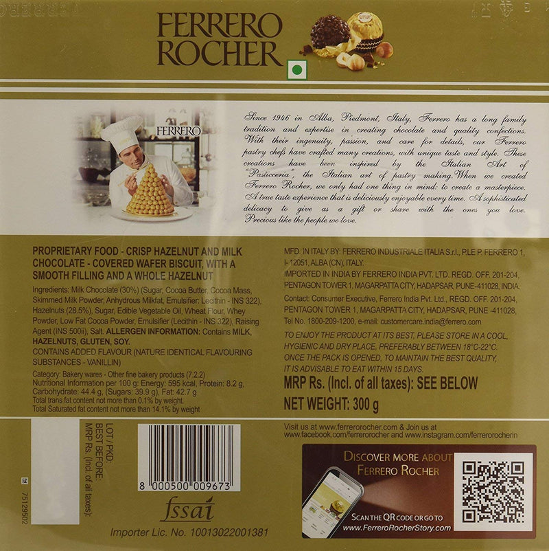 Ferrero Rocher Chocolates 24 Pieces, 300 g