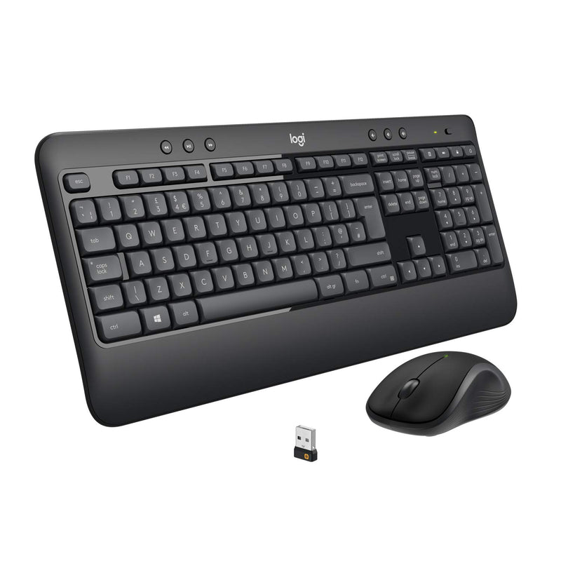 Logitech MK540 Wireless Keyboard and Mouse Set for Windows, 2.4 GHz Wireless with Unifying USB-Receiver, Wireless Mouse, Multimedia Hot Keys, 3-Year Battery Life, PC/Laptop - Black