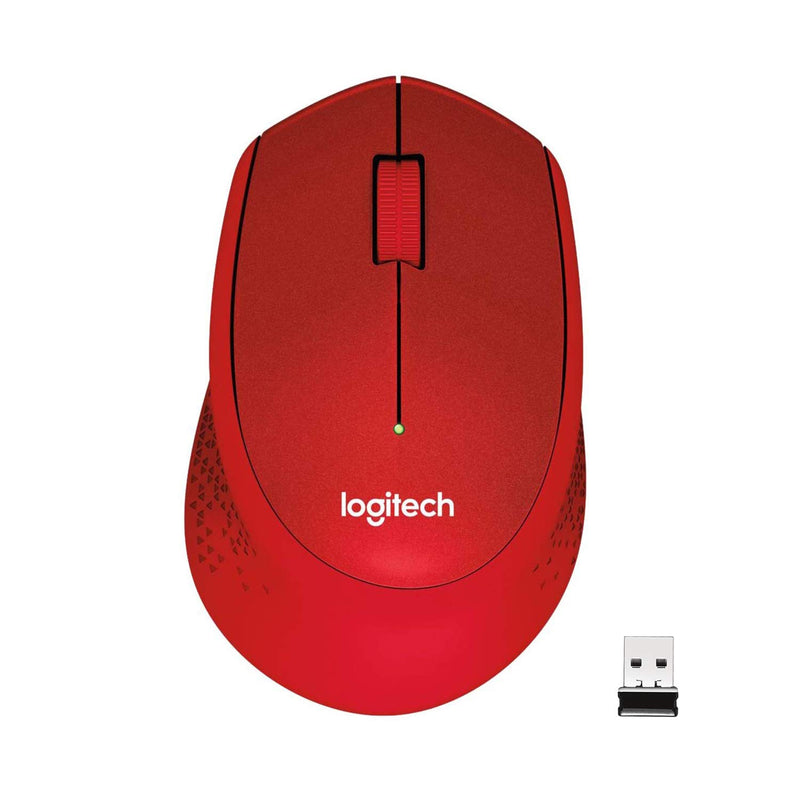 Logitech M331 Silent Plus Wireless Mouse, 2.4GHz with USB Nano Receiver, 1000 DPI Optical Tracking, 3 Buttons, 24 Month Life Battery, PC/Mac/Laptop - Red