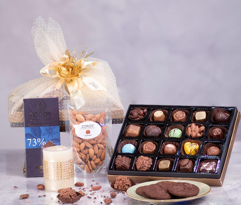Large Netted Hamper With Assorted Milk & Dark Chocolates, Dry Fruits And Diyas Gift Combo