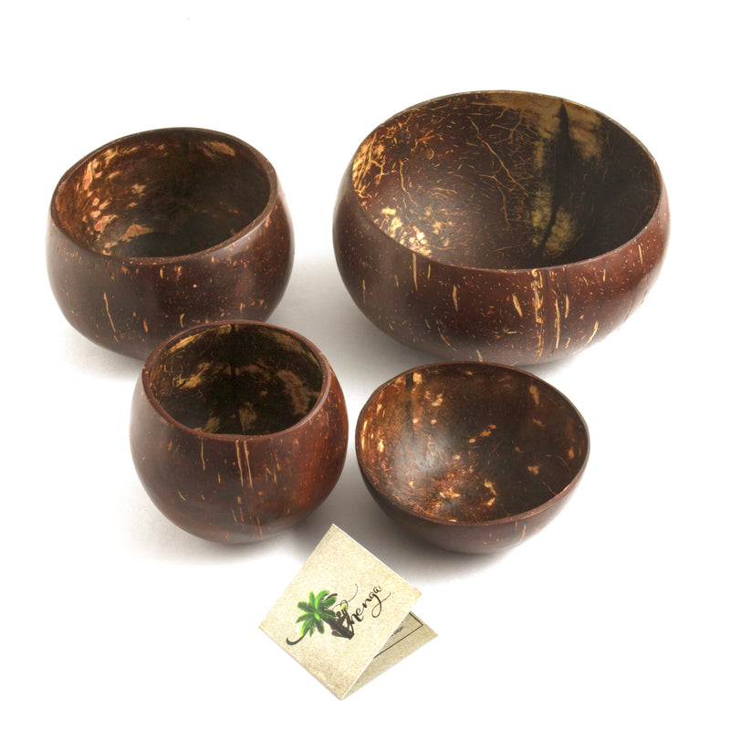 Coconut Bowl Set | Jumbo, Medium & Mini Bowl + Coconut Cup | 100% Natural, Perfect for Smoothie, Salad, Cereal & Beverages