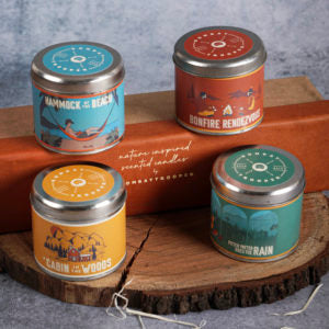 SCENTED TIN CANDLES – SET OF 4 WITH GIFT BOX