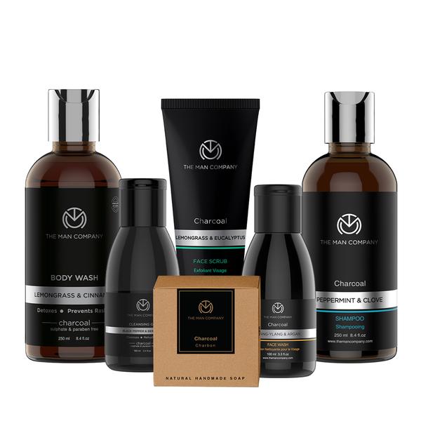 The charcoal gang Body wash + shampoo + face scrub + face wash + cleansing gel + soap