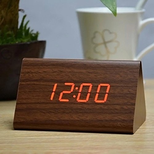 Premium Wooden Style Alarm,Date,Temperature Led Table Clock