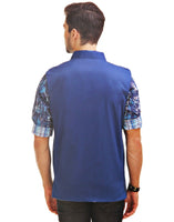 Men's Reversible Blue with White Checks / Blue Cotton Nehru Jacket