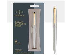 Parker galaxy stenless steel ball pen with gold trim