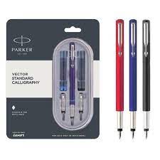Parker vector standard calligraphy fountain pen with stainless steel trim