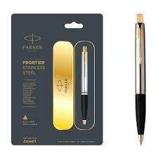 Parker frontier stainless steel ball pen with stainless steel trim