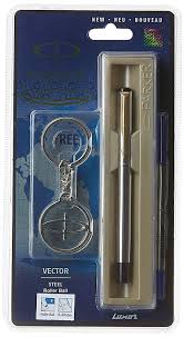 Parker vector  stainless steel  ball pen with stainless steel and gold trim