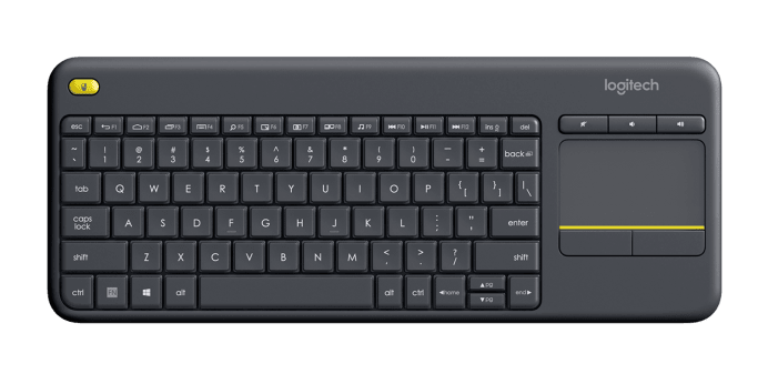 Logitech K400 Plus Wireless Touch TV Keyboard with Easy Media Control and Built-in Touchpad, HTPC Keyboard for PC-Connected TV, Windows, Android, Chrome OS, Laptop, Tablet - Black