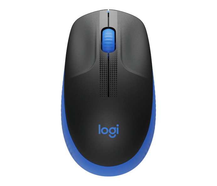 Logitech M190 Wireless Mouse , Full Size Ambidextrous Curve Design, 18-Month Battery with Power Saving Mode, USB Receiver, Precise Cursor Control + Scrolling, Wide Scroll Wheel, Scooped Buttons -Blue