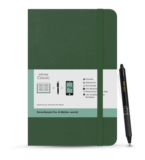Infinote Classic Reusable Stone Paper Smart Notebook - Includes 1 Erasable Pen