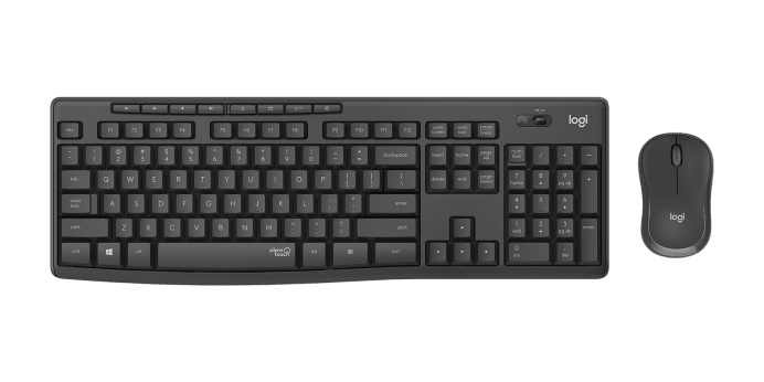 Logitech MK295 Wireless USB Keyboard and Mouse Set, SilentTouch Technology, Full Number Keyboard, Shortcut Buttons, Nano USB Receiver, 90% Less Noise - Black