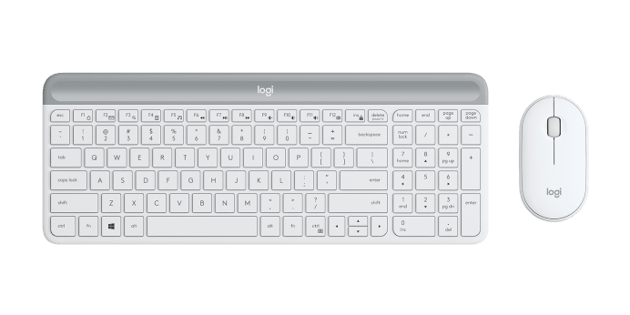 Logitech MK470 Slim Wireless Keyboard and Mouse Combo - Modern Compact Layout, Ultra Quiet, 2.4 GHz USB Receiver, Plug n' Play Connectivity, Compatible with Windows - White