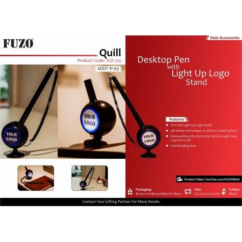 Quill Desktop Pen with Light Up Logo Stand