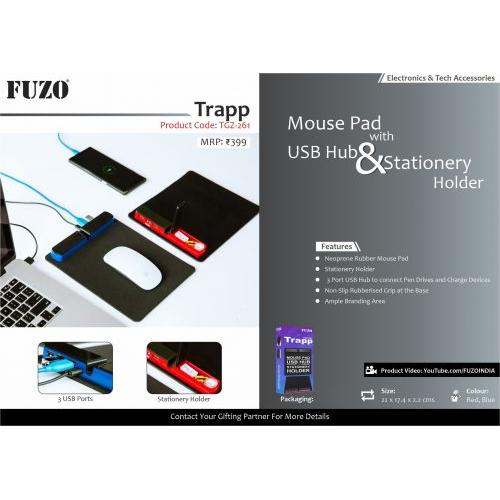 Trapp - Mouse Pad with USB Hub & Stationery Holder