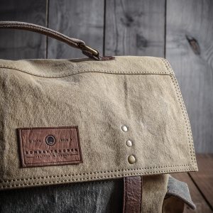 WHISKEY MESSENGER: UPCYCLED ECO-FRIENDLY CANVAS LAPTOP BAG FOR MEN & WOMEN
